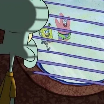 Squidward looking out window