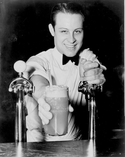 black and white photo of a soda jerk