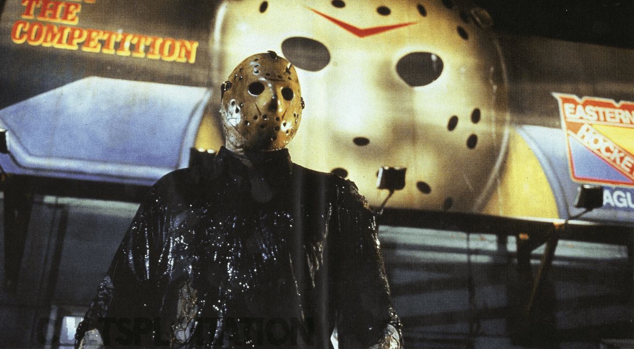 Friday the 13th VIII: Jason Takes Manhattan - Jason standing in front of hockey billboard